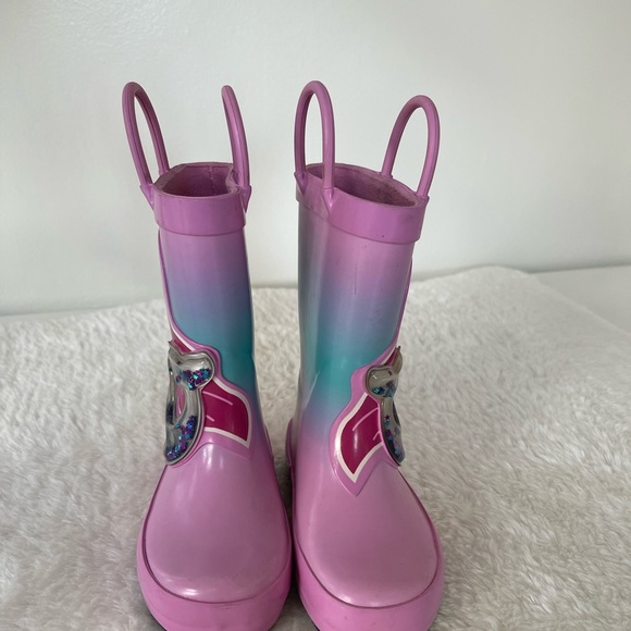 SOLD!!Mermaid Glitter Pink Toddler’s Girls Size 5 Pull On Rain Boots - Picture 3 of 6